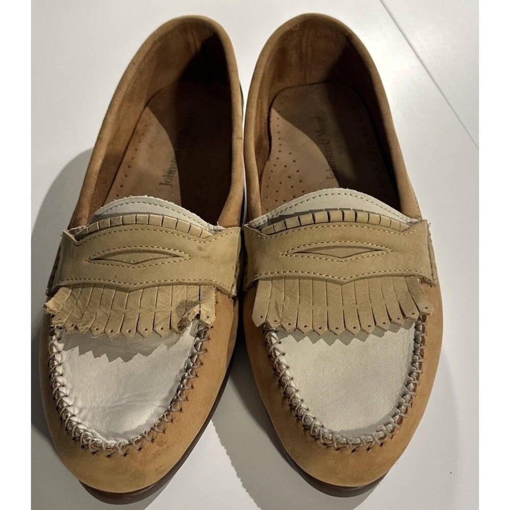 Johnston & Murphy Men's 11 M Kiltie Tan Leather Loafer Made in Italy